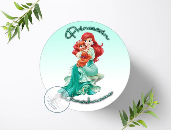 Prinzessin Ariel mit Wunschname, Tortenaufleger Ø 20cm, 0301z